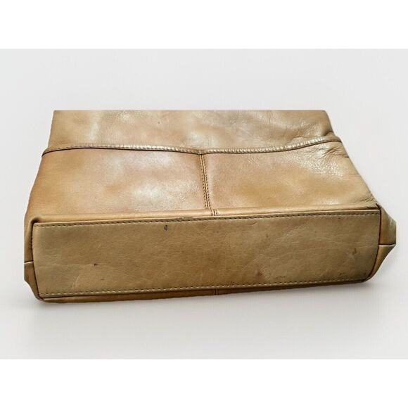 Le Donne‎ Leather Carefree Top Zip Camel Brown Colombian Leather Crossbody Bag - Picture 6 of 10